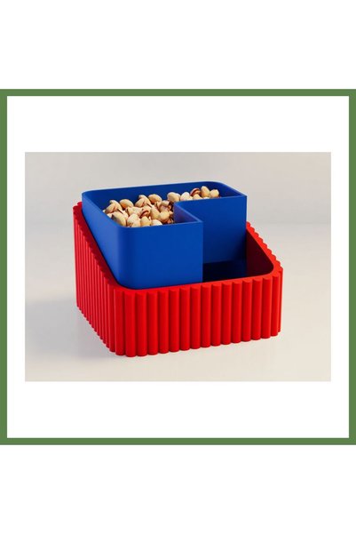 Hobibahçem 3D-Printed Pistachio Bowl - Dual-Chamber Shell Separator Serving B...