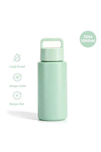 Generic Stainless Steel Sports Water Bottle 1L Wide Mouth Vacuum Handle Hot Cold