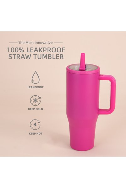 Generic Double Wall Insulated Tumbler 40oz Leakproof Foldable Straw Car Cup P...
