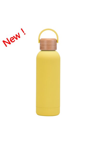 Generic Insulated Water Bottle 500ml Small Mouth Handle Bamboo Lid Outdoor Sp...