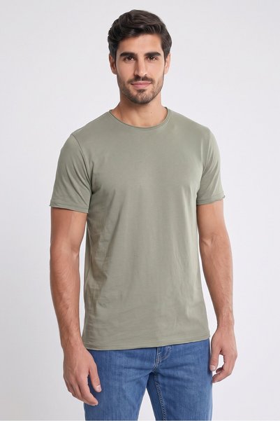 Brave Soul Men Crew Neck Short Sleeve Plain T-Shirt, Sage Green