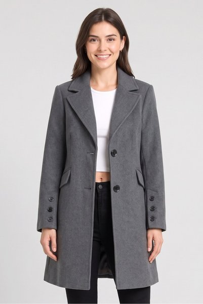 Sam Edelman Women Textured Trench Coat, Dark Grey