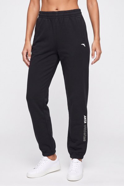Anta Women Regular Fit Outdoor Sweatpants, Black