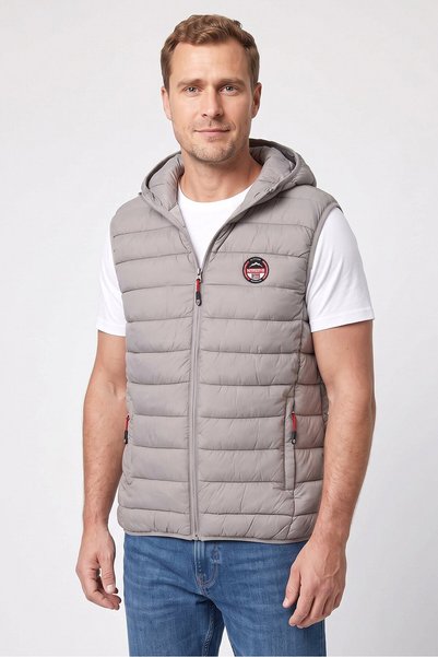 Geographical Norway Men Quilted Puffer Vest Jacket, Light Grey