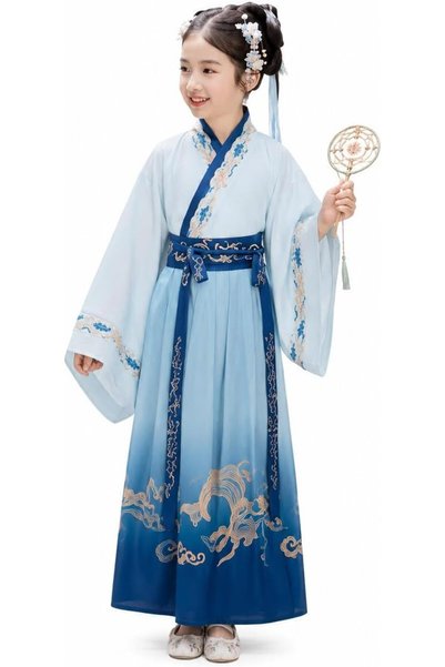 Generic Traditional Chinese costume for children - Traditional blue Hanfu dre...