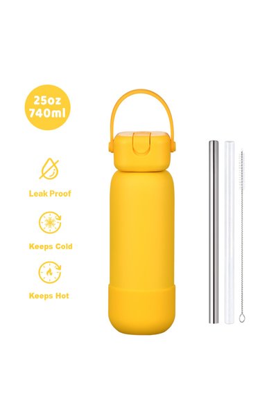 Generic Stainless Steel Insulated Sports Water Bottle 740ml Spout Handle Outdoor