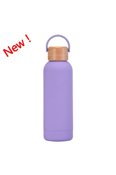 Generic Insulated Water Bottle 500ml Small Mouth Handle Bamboo Lid Outdoor Sp...