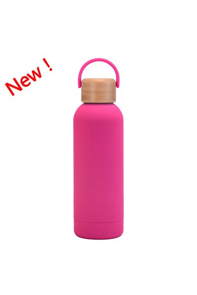 Generic Insulated Water Bottle 500ml Small Mouth Handle Bamboo Lid Outdoor Sp...