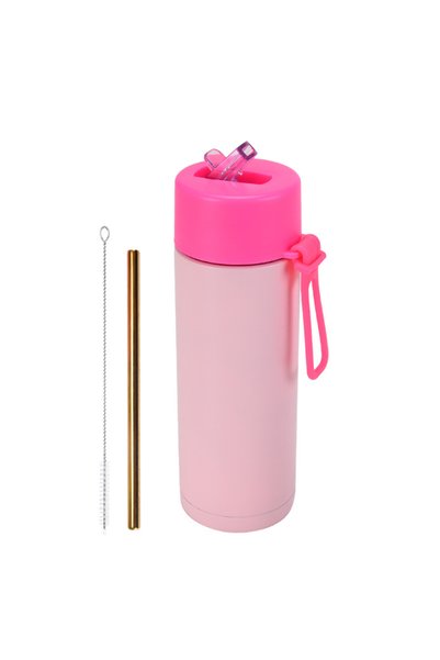 Generic Stainless Steel Insulated Sports Bottle 650ml Wide Mouth Handle Straw
