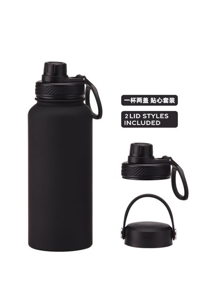 Generic Stainless Steel Insulated Sports Bottle 1L Dual Lid Dual Drink Outdoor