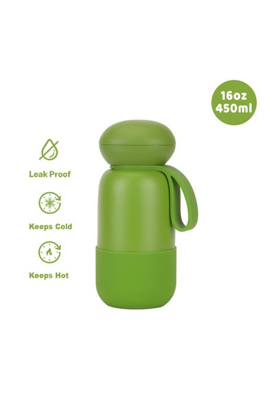 Generic Stainless Steel Insulated Sports Water Bottle 450ml Handle Outdoor Tr...