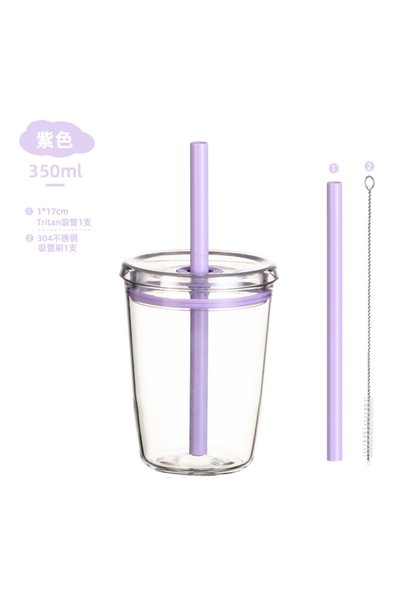Generic Tritan Straw Tumbler 350ml Portable Coffee Cup for Bubble Tea Daily Use