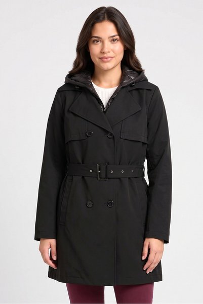 Sam Edelman Women Solid Trench Coat, Black