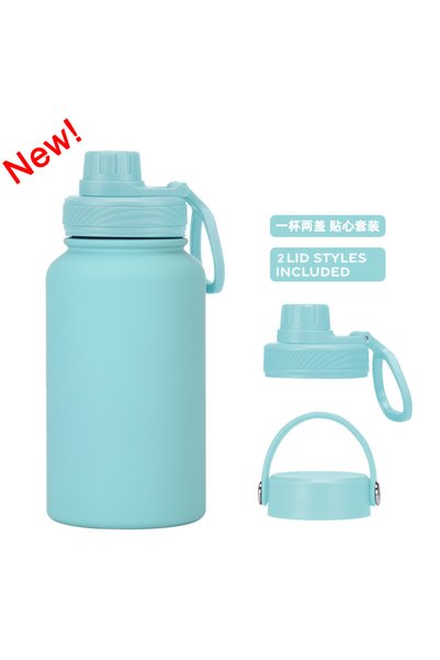 Generic Stainless Steel Insulated Sports Bottle 650ml Dual Lid Dual Drink Out...