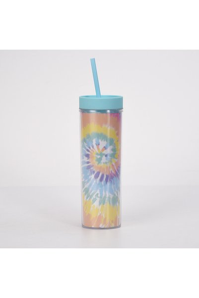 Generic Double Wall Plastic Tie Dye Straw Cup Travel Tumbler