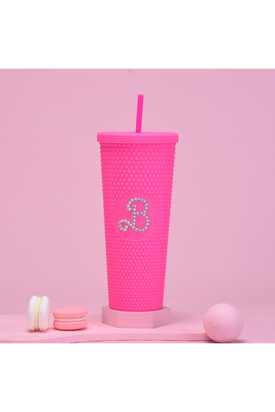 Generic كوب سفر محمول بسعة 710 مل، مزود بشفاطة بلاستيكية مزدوجة الجدار، بتصمي...