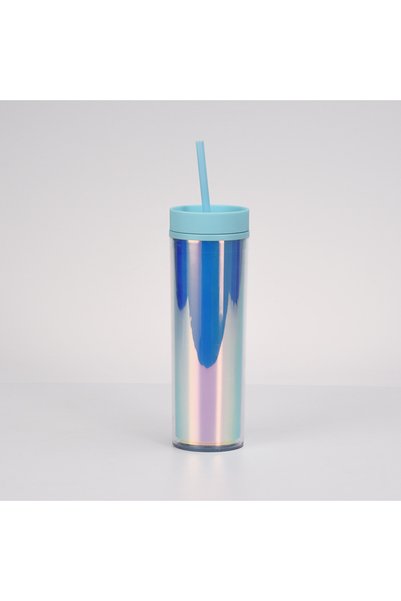 Generic Double Wall Thick Plastic Straw Cup Iridescent Outdoor Travel Tumbler