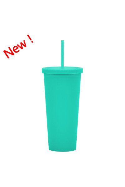 Generic Double Wall Frosted Plastic Straw Tumbler 24oz Portable Travel Water Cup