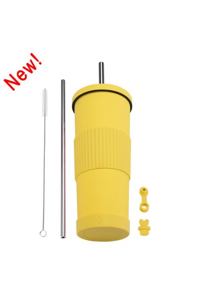 Generic Stainless Steel Insulated Straw Cup 830ml Non Slip Sleeve Car Tumbler