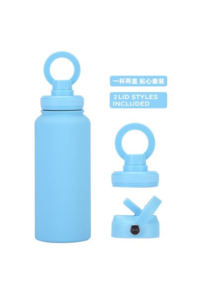 Generic Magnetic Phone Holder Insulated Straw Water Bottle 1L Dual Lid for Ou...