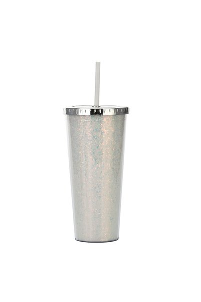 Generic Double Wall Plastic Straw Cup 710ml Portable School Travel Tumbler