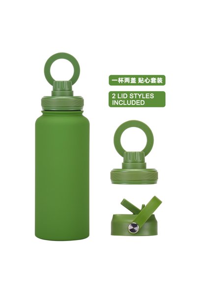 Generic Magnetic Phone Holder Insulated Straw Water Bottle 1L Dual Lid for Ou...