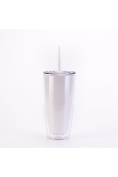 Generic كوب بلاستيكي بجدار مزدوج مع مصاصة سعة 750 مل للشاي بالحليب، مناسب للم...