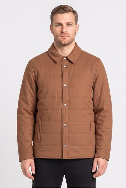 Cole Haan Men Textured Quilted Jacket, Brown