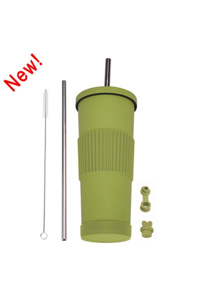 Generic Stainless Steel Insulated Straw Cup 830ml Non Slip Sleeve Car Tumbler