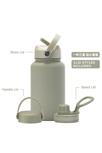 Generic Stainless Steel Insulated Water Bottle 650ml with Three Lids for Outd...