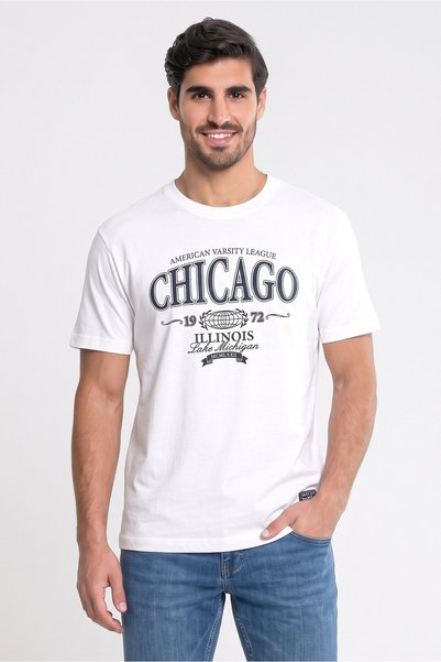 Brave Soul Men Crew Neck Regular Fit Short Sleeve Graphic T-Shirt, Off White