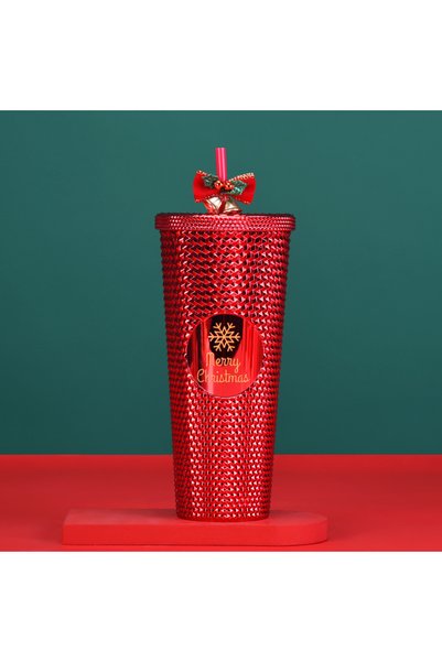 Generic Double Wall Plastic Straw Cup 710ml Fruit Shape Christmas Travel Tumbler