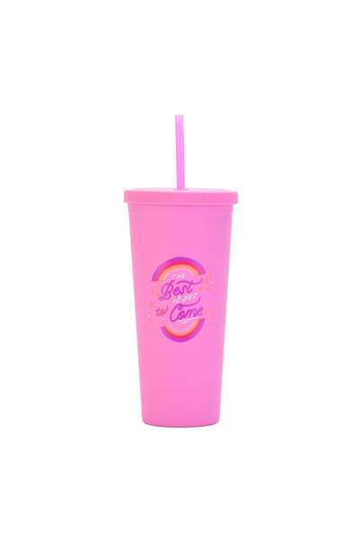 Generic Plastic Straw Cup 700ml Patterned Summer Travel Tumbler