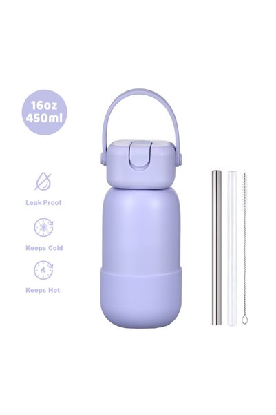 Generic Stainless Steel Insulated Sports Water Bottle 450ml Spout Handle Outdoor