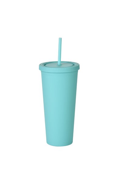 Generic Double Wall Frosted Plastic Straw Tumbler 24oz Portable Travel Water Cup