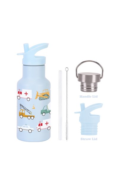 Generic Double Wall Stainless Steel Insulated Sports Bottle 350ml Dual Lid St...