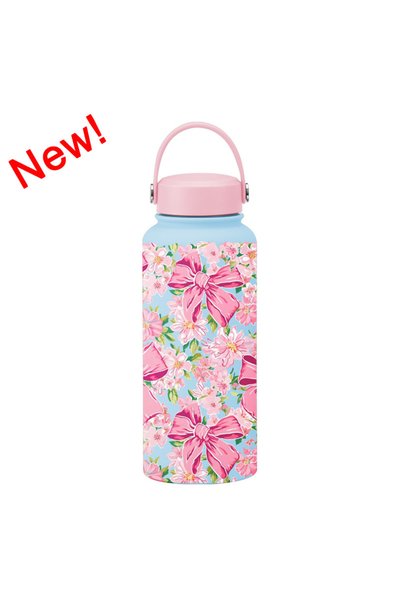 Generic Wide Mouth Vacuum Insulated Water Bottle 1L Printed Handle for Outdoo...