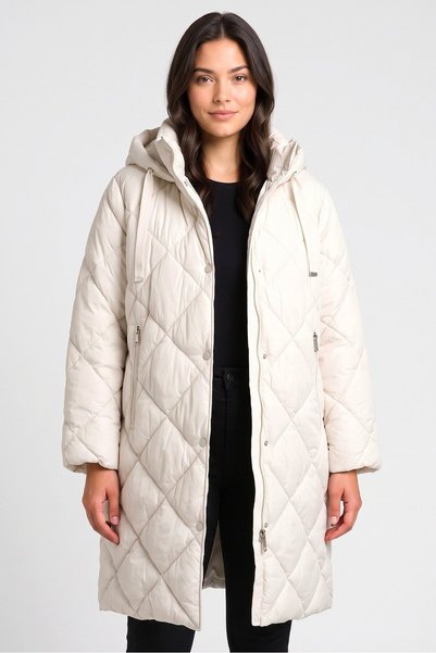 Sam Edelman Women Quilted Parka Jacket, Light Grey