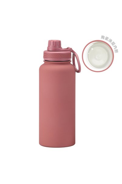 Generic Ceramic Lined Stainless Steel Wide Mouth Insulated Water Bottle 1L Ou...