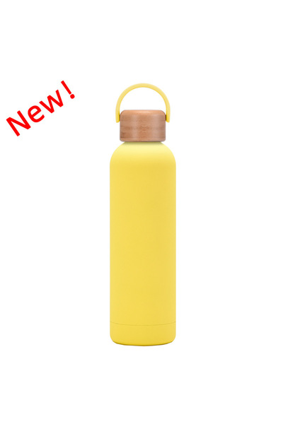 Generic Vacuum Insulated Water Bottle 750ml Bamboo Lid Handle Hiking Outdoor
