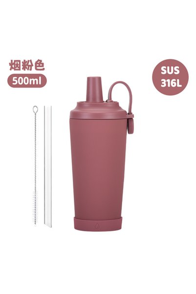 Generic كوب شرب معزول بجدار مزدوج من الفولاذ المقاوم للصدأ 316L سعة 500 مل مع...