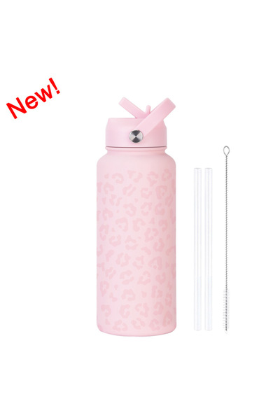 Generic Stainless Steel Insulated Sports Water Bottle 1L Printed Straw Handle...