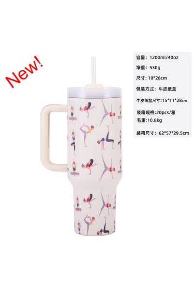 Generic Insulated Egg Shell Tumbler with Lid Yoga Theme Car Travel Cup