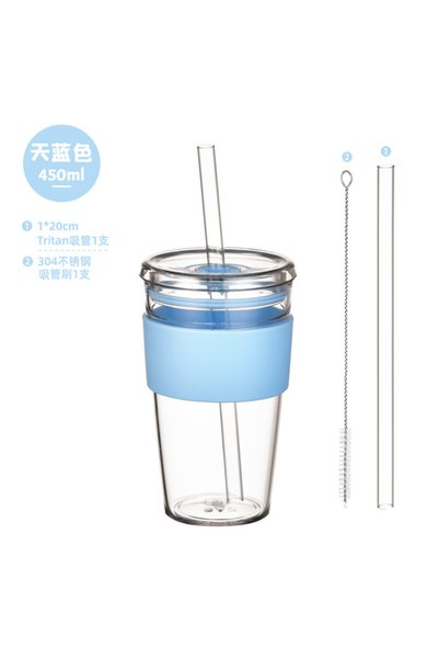 Generic Tritan Straw Tumbler 450ml with Sleeve Portable Coffee Cup for Bubble...