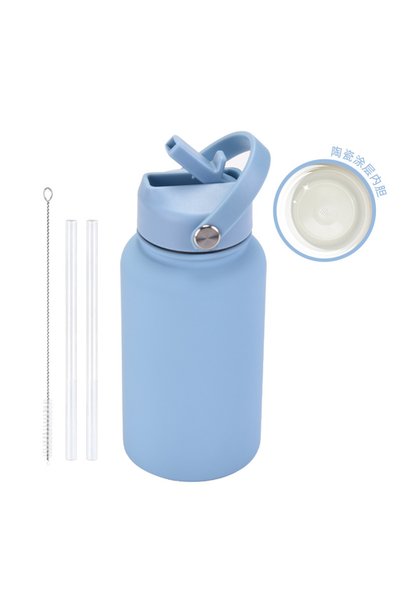 Generic Ceramic Lined Insulated Water Bottle 650ml with Straw for Outdoor Spo...