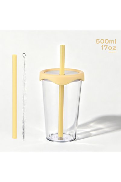 Generic Tritan Straw Cup 500ml Milk Tea Coffee Portable Water Bottle
