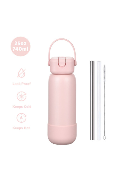 Generic Stainless Steel Insulated Sports Water Bottle 740ml Spout Handle Outdoor
