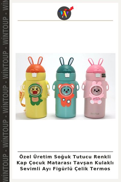 Wintoup Custom-Made Insulated Colorful-Lid Children's Water Bottle with Cute ...