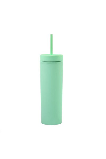 Generic Double Wall Plastic Skinny Straw Tumbler 16oz Rubber Coated Travel Wa...