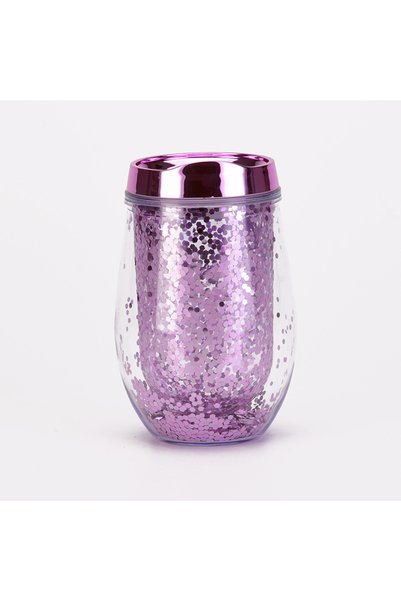 Generic Double Wall Egg Shell Belly Cup 350ml Glitter Sequins Tumbler